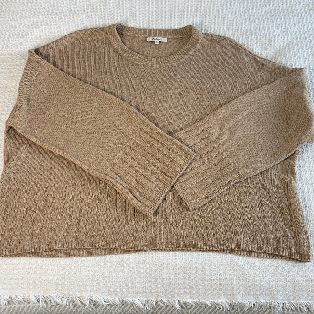 Madewell tan ribbed cropped sweater size XL - Picture 3 of 8